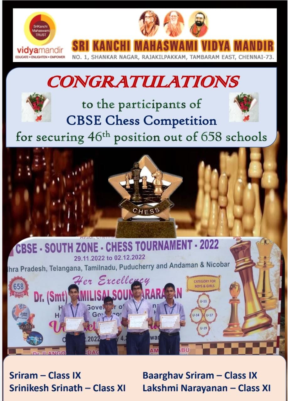 CBSE South Zone Cluster Chess Competition 2022-23